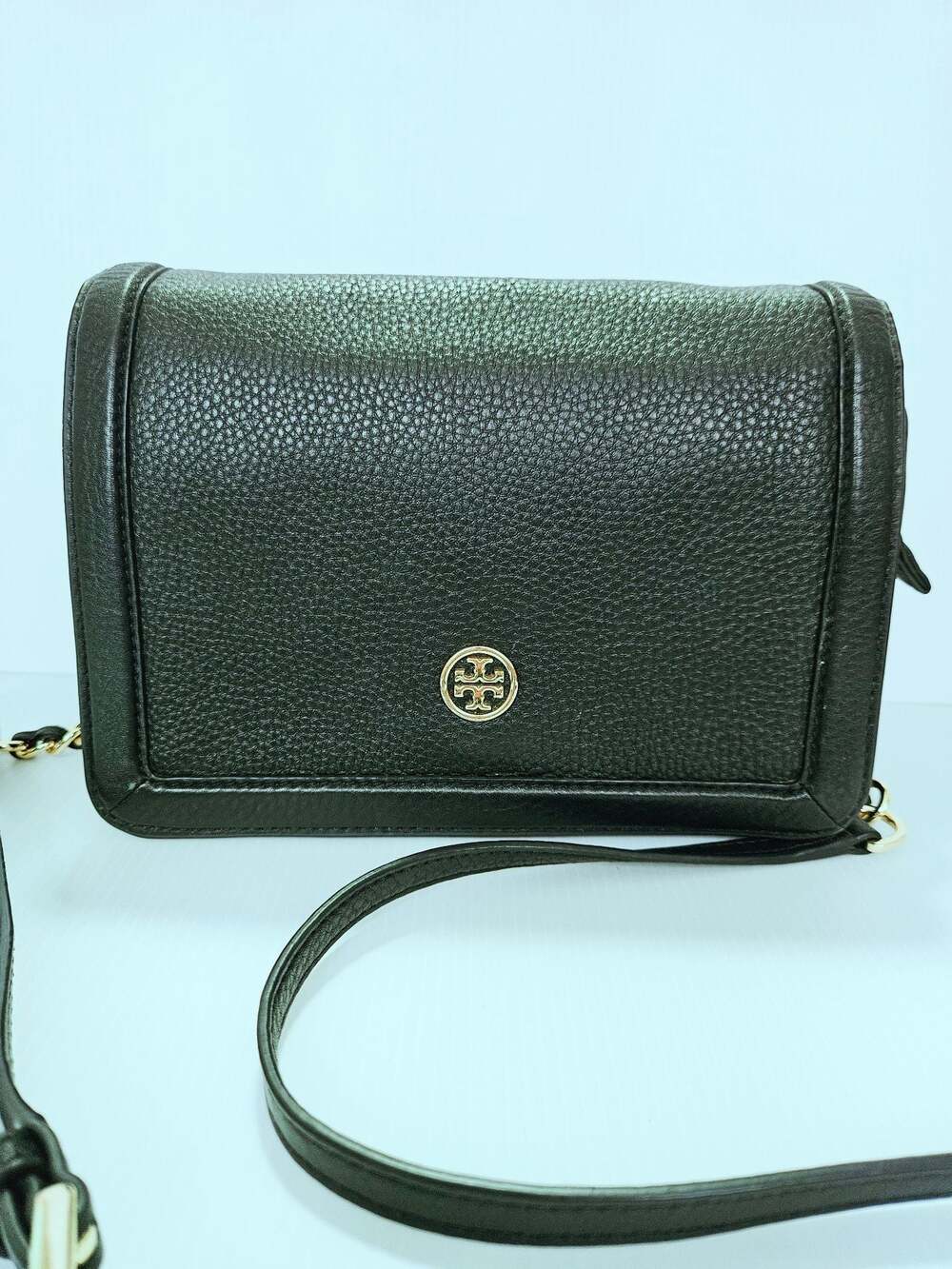 Tory Burch Landon Crossbody Bag Black Pebbled Leather Purse - Picture 3 of 16